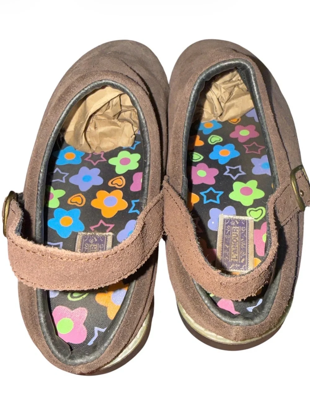 L'AMOUR Girl's Brown leather Suede Clogs